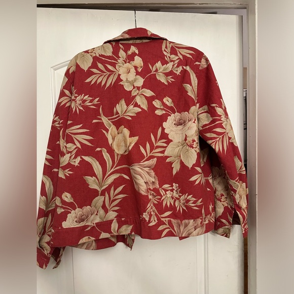 Coldwater Creek Red Floral Canvas Jacket - Picture 3 of 3